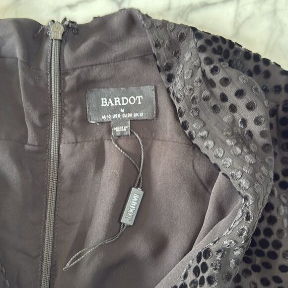 Revolve Bardot Spot Velour Mini Dress in Black Sz M - Picture 6 of 10